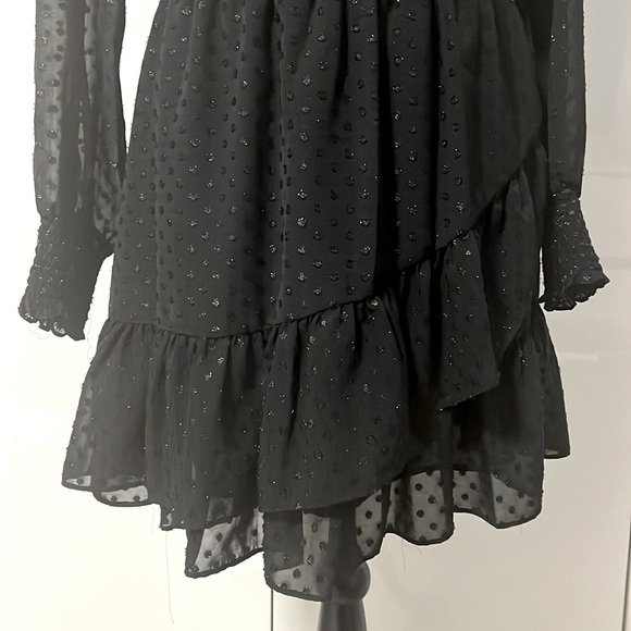 MICHAEL KORS V Neck Frill Long Sleeve Lined Dress, Size M - Picture 9 of 14